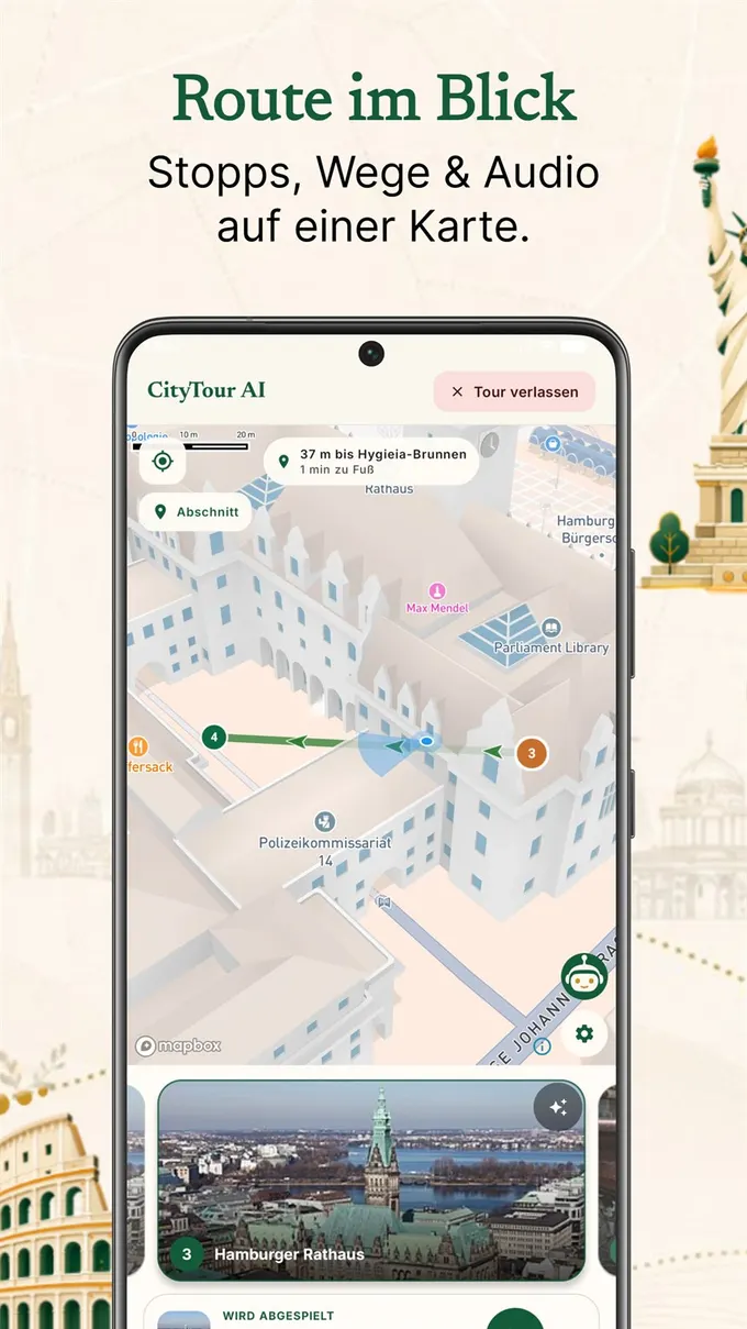 CityTour AI route and map overview