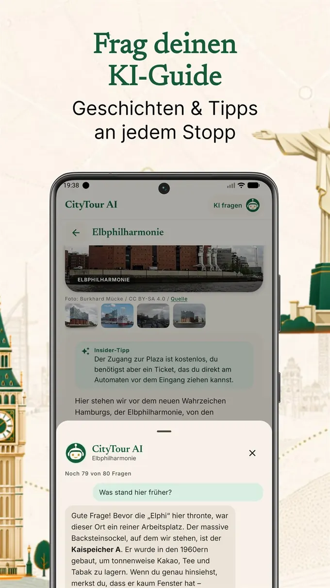 CityTour AI AI guide chat at a stop