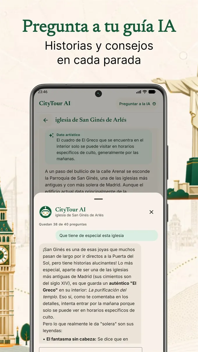 CityTour AI AI guide chat at a stop