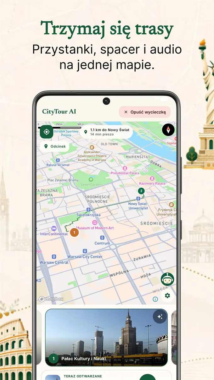 CityTour AI route and map overview