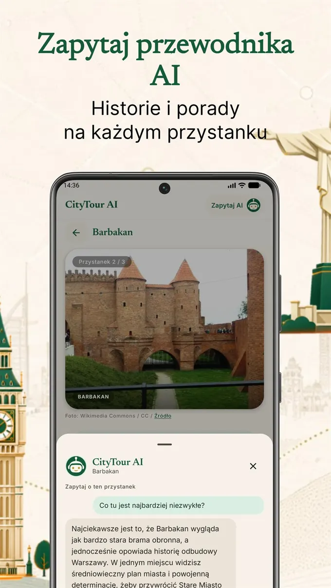 CityTour AI AI guide chat at a stop