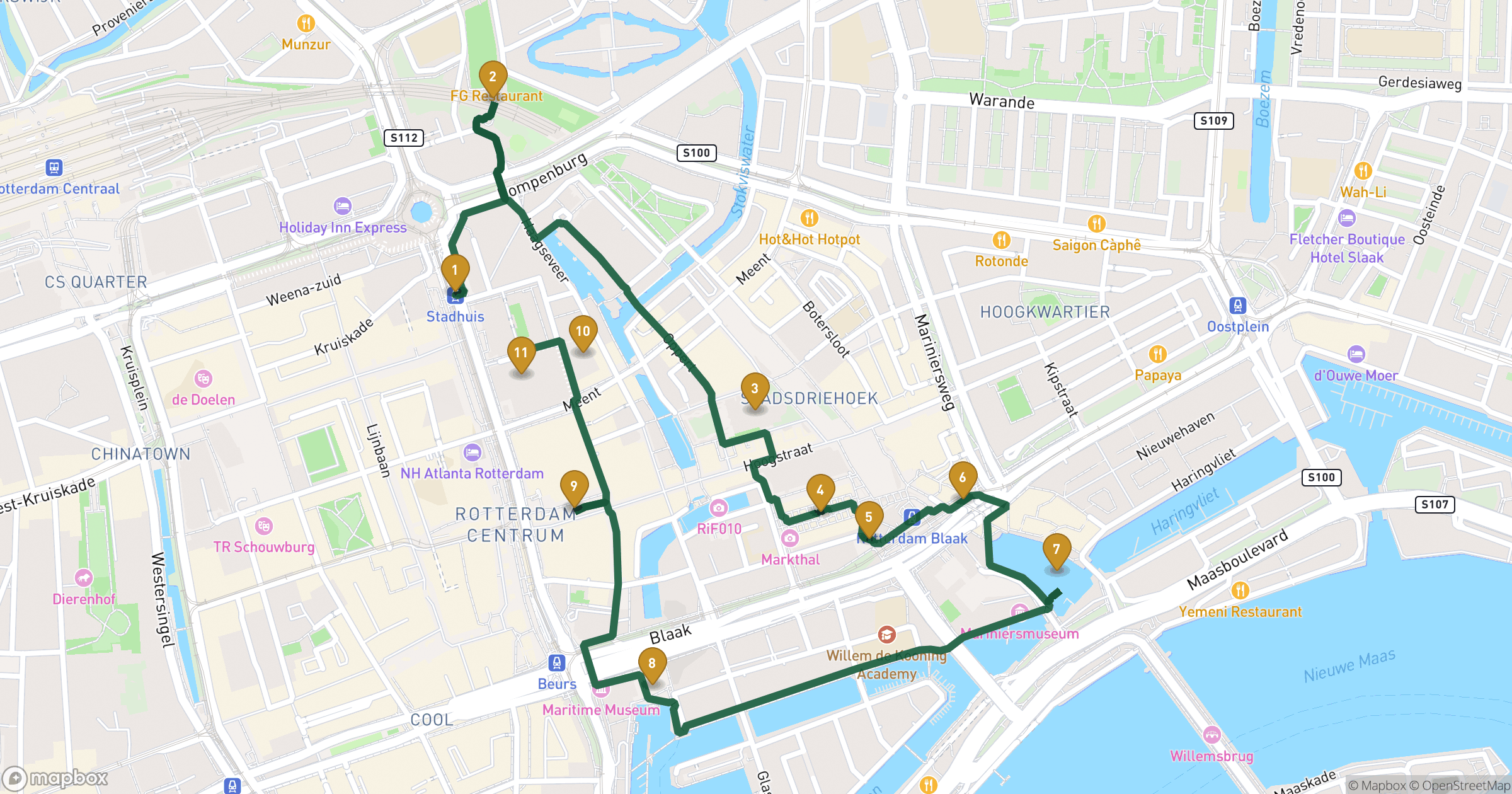 Map for 로테르담의 대조 도보 투어 with 11 stops
