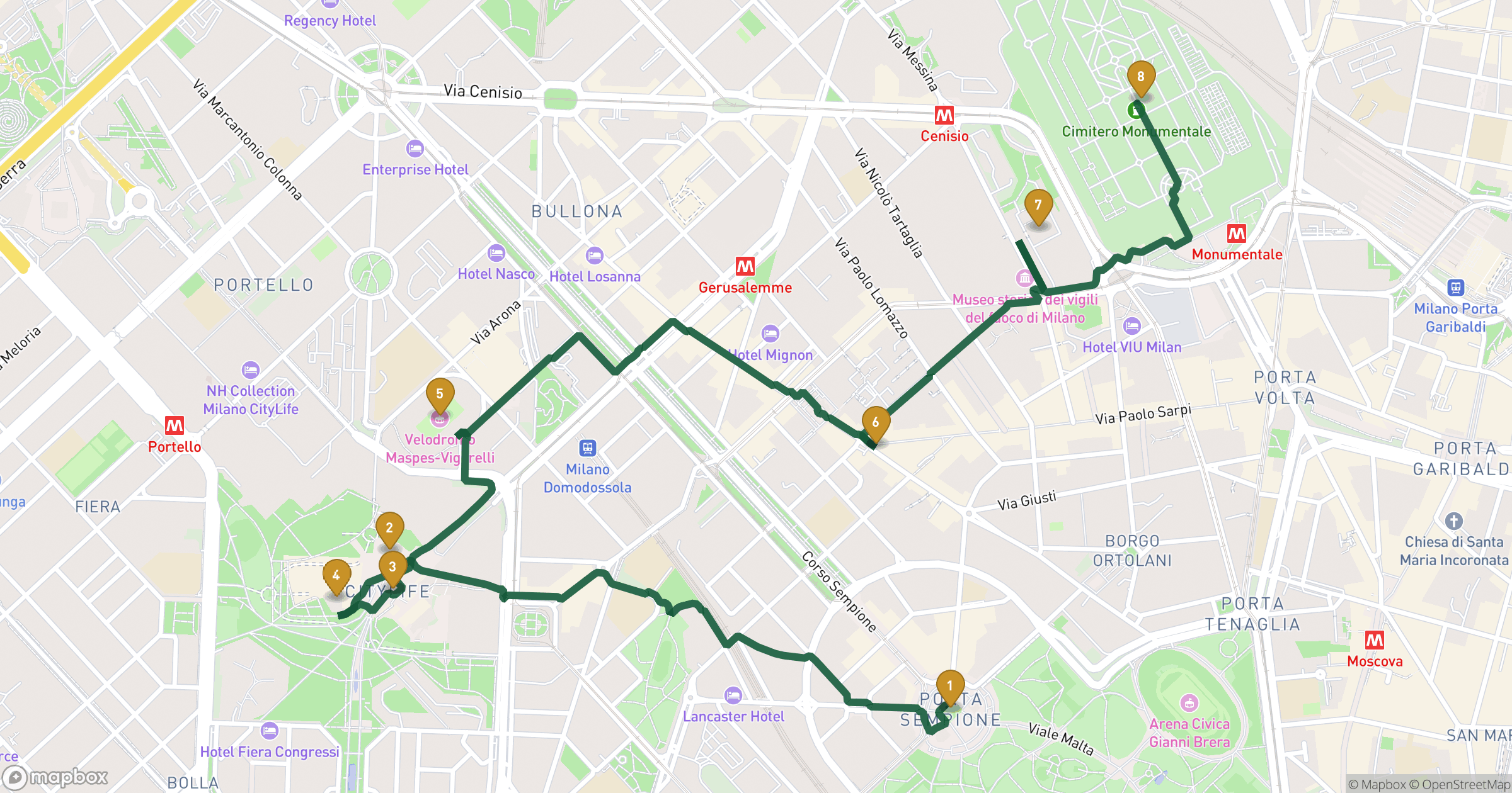 Map for 밀라노 도보 투어 with 8 stops