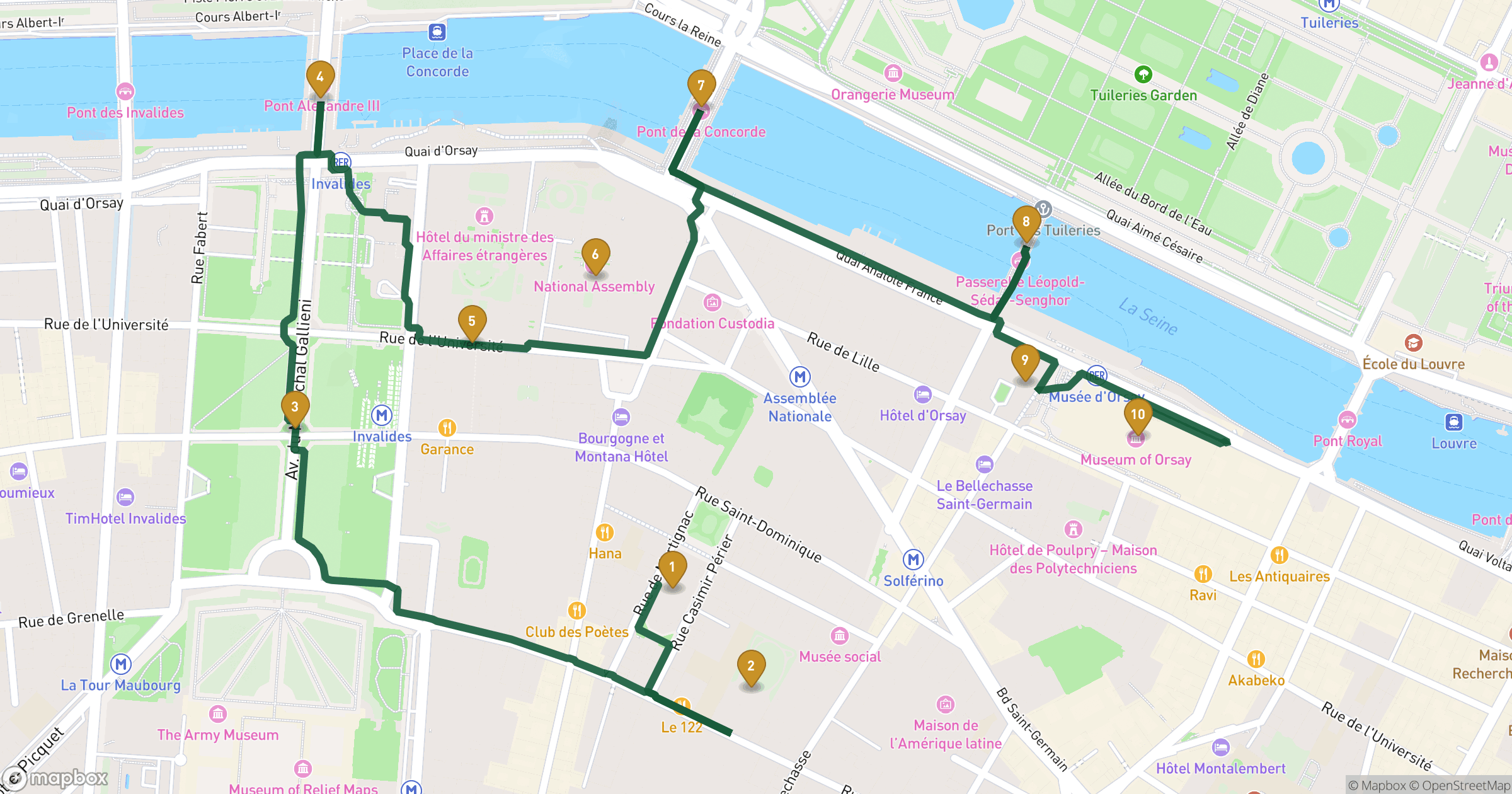 Map for 좌안의 우아함과 낭만 도보 투어 with 10 stops