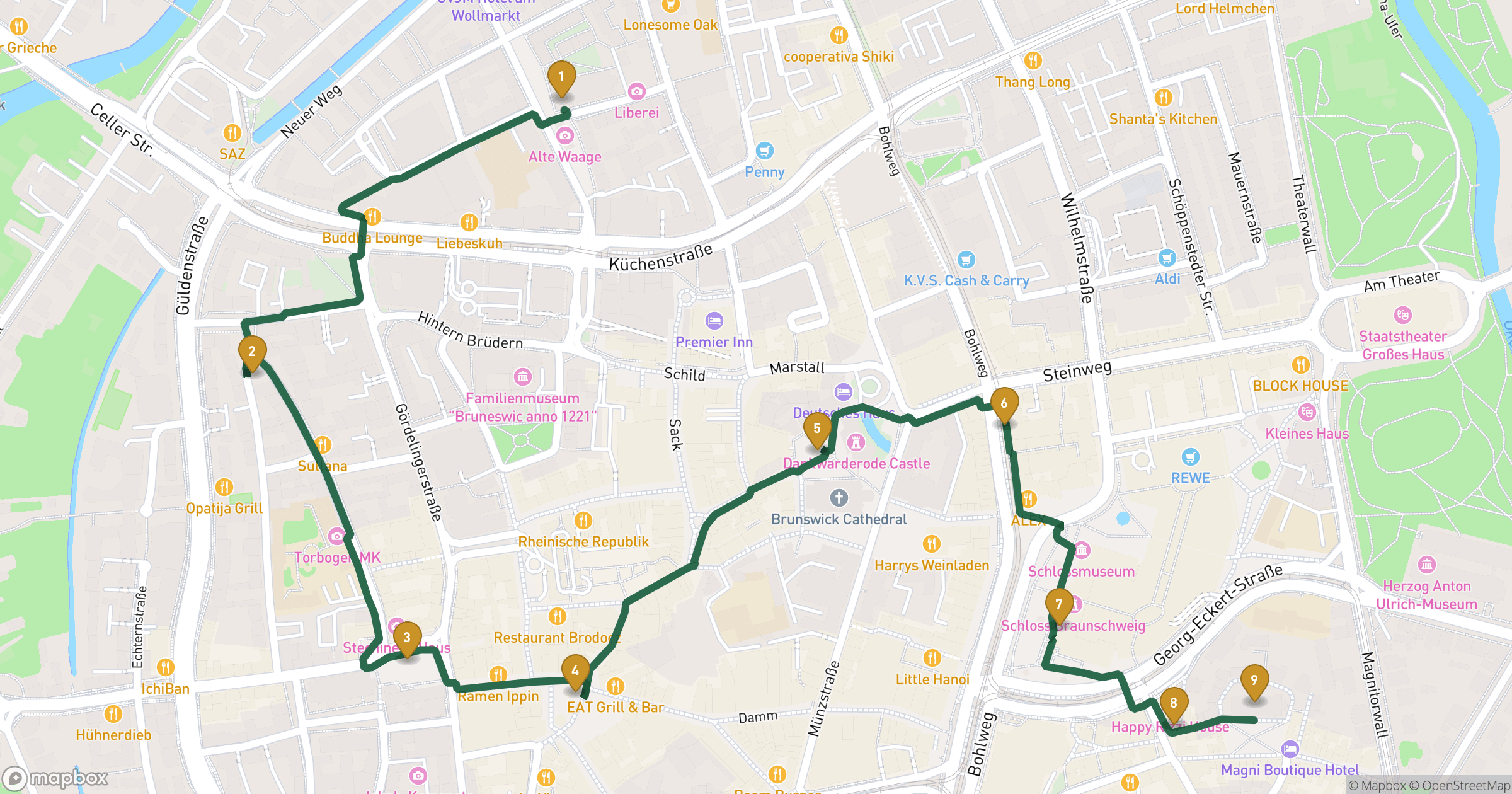 Map for 브라운슈바이크의 보물 도보 투어 with 9 stops