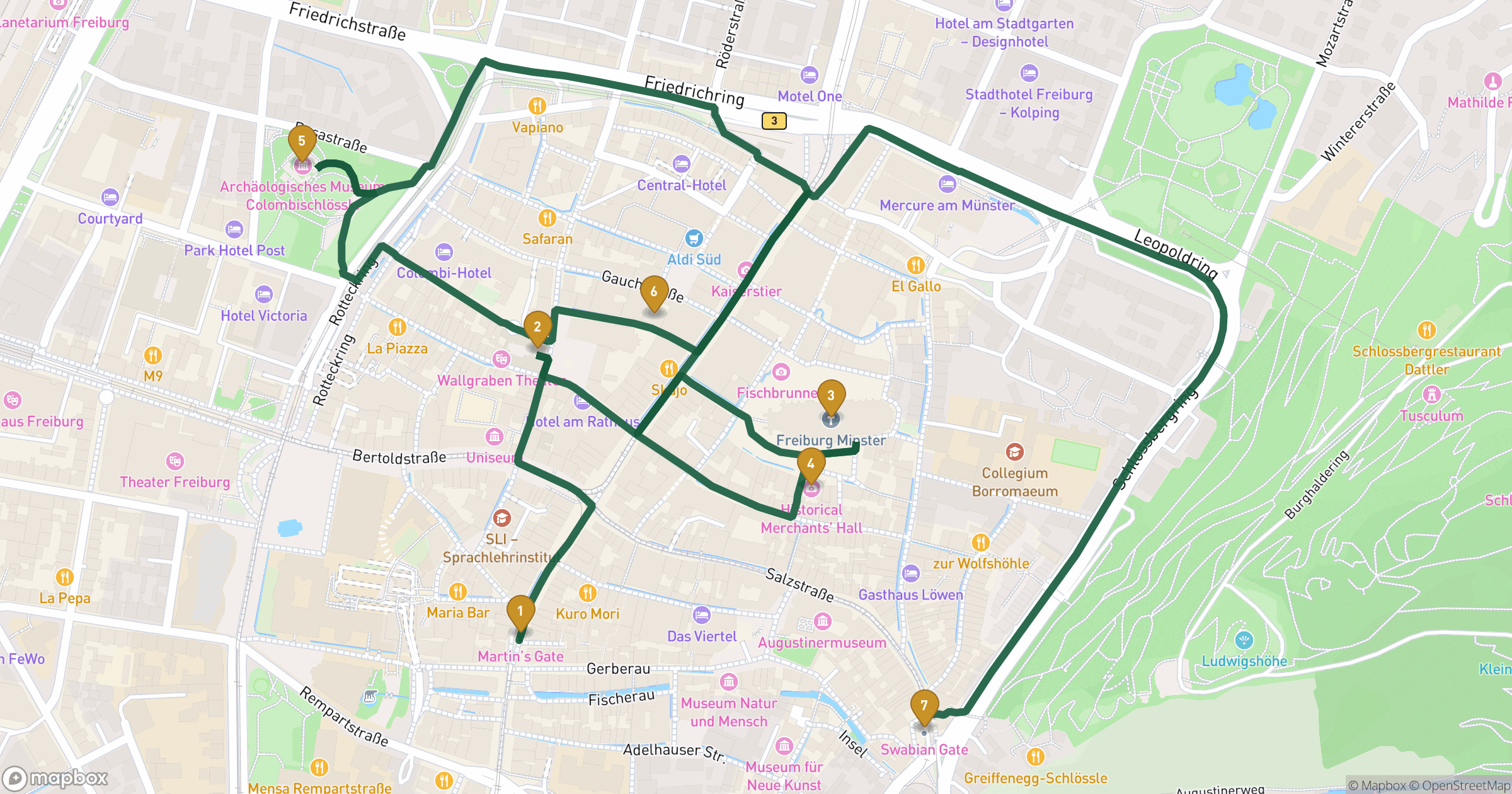 Map for Freiburg徒歩ツアー with 7 stops