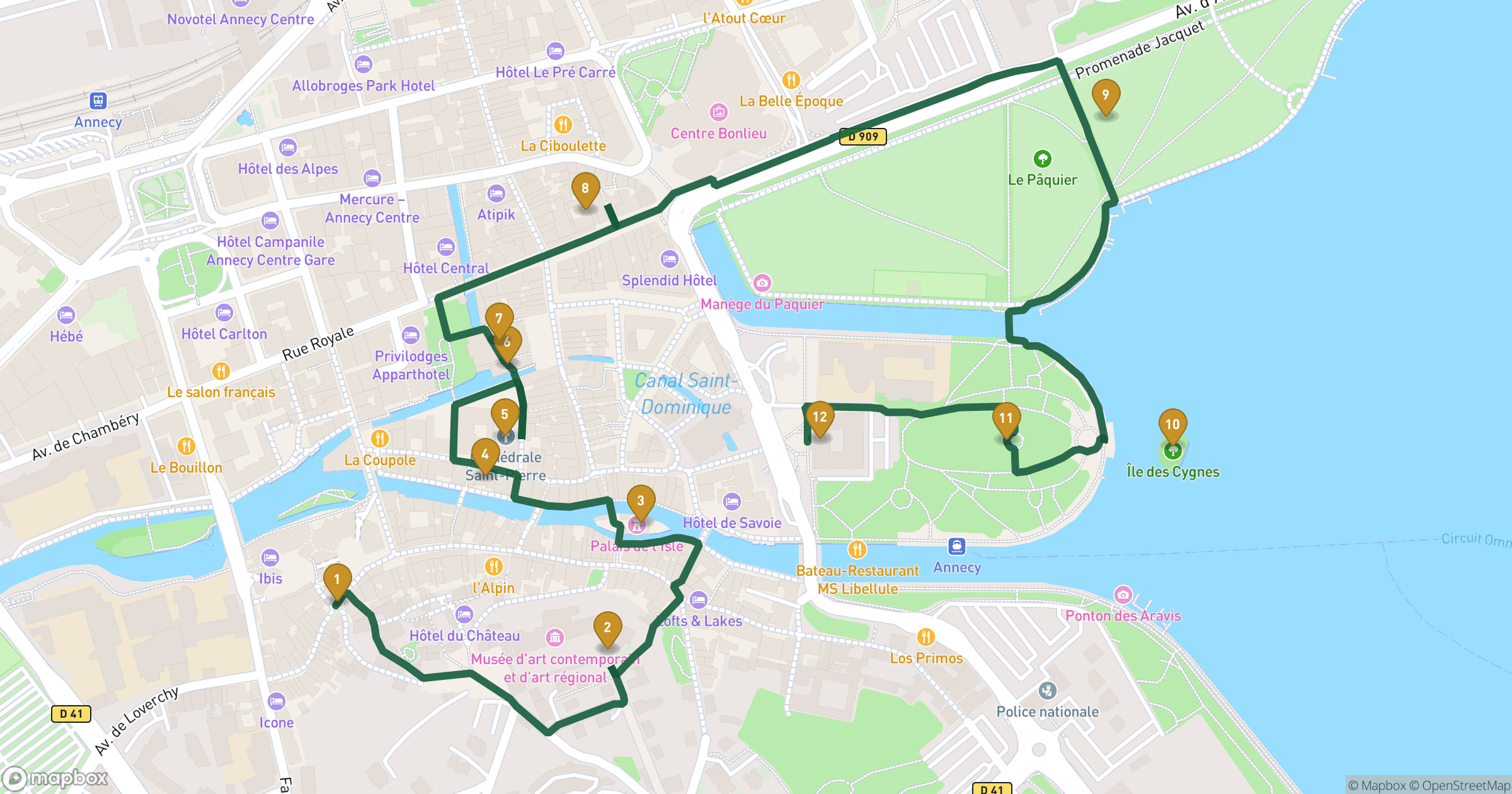 Map for 안시의 건축 도보 투어 with 12 stops