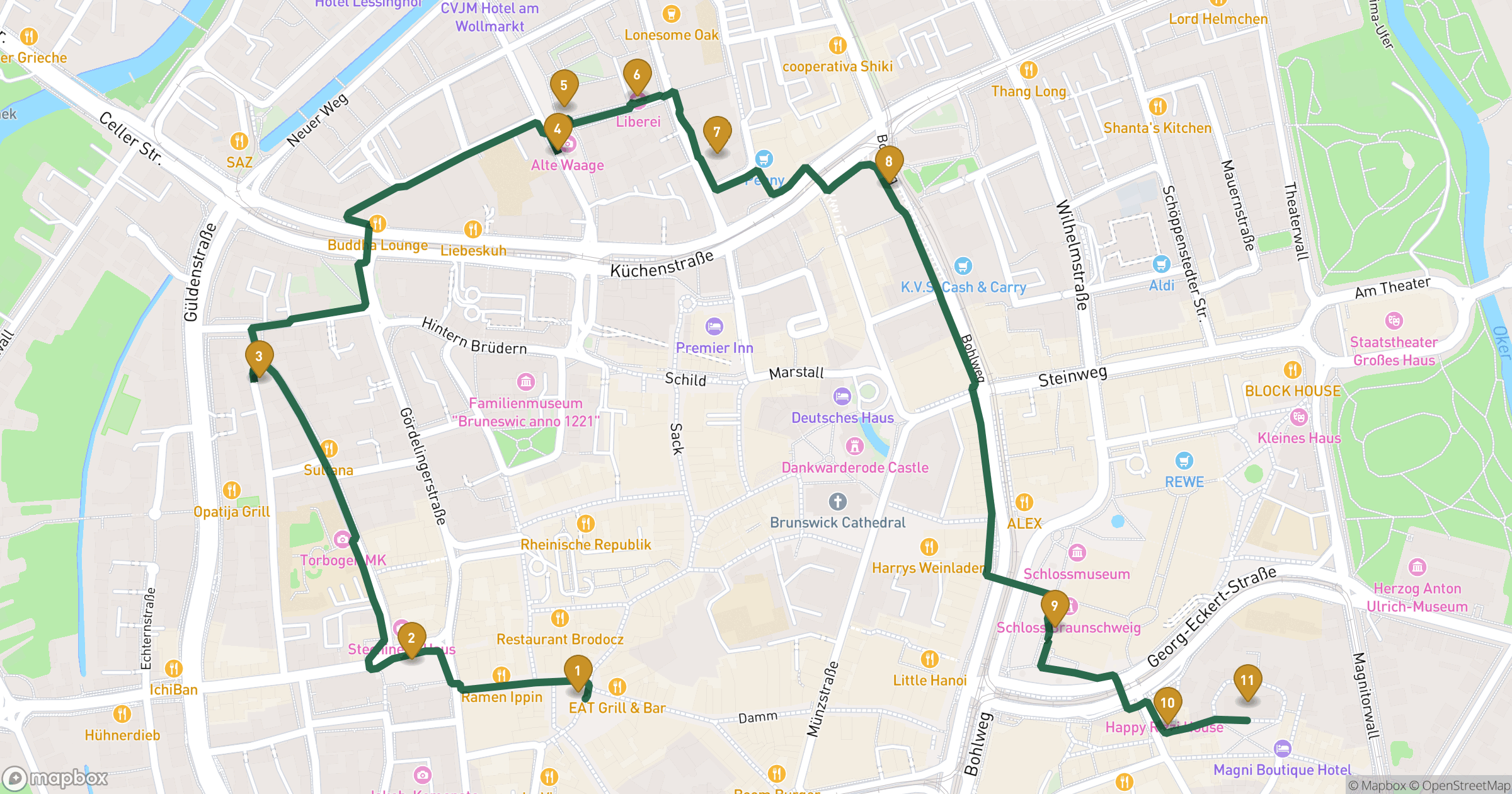 Map for 사자의 도시 비밀 도보 투어 with 11 stops