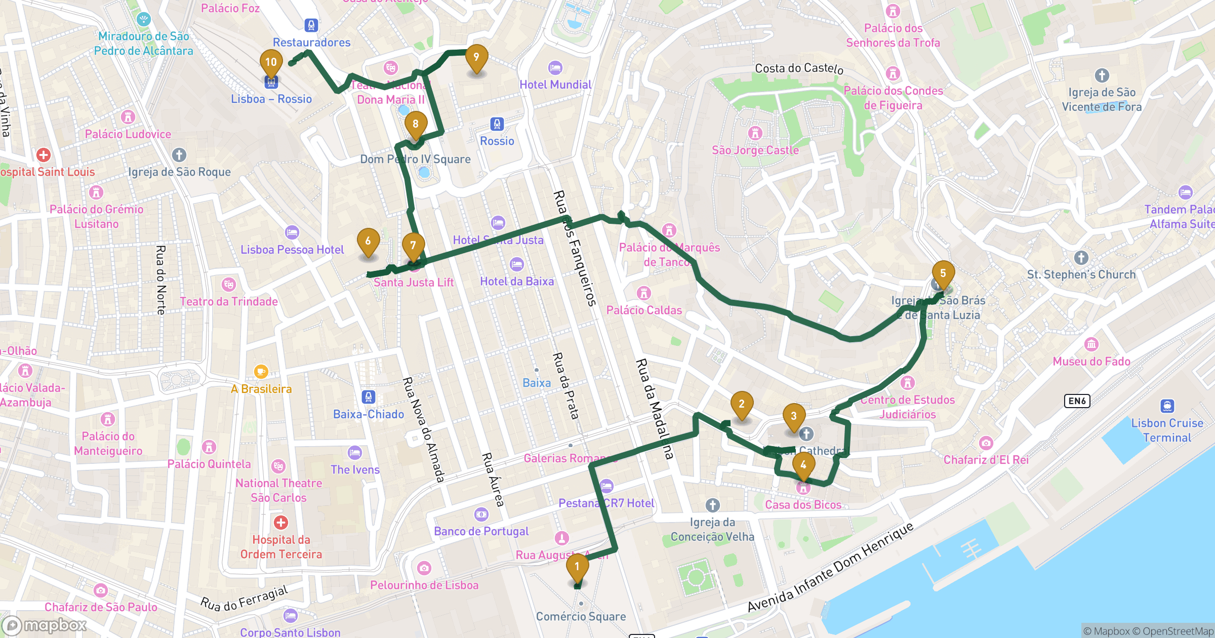 Map for Lisbon步行游览 with 10 stops
