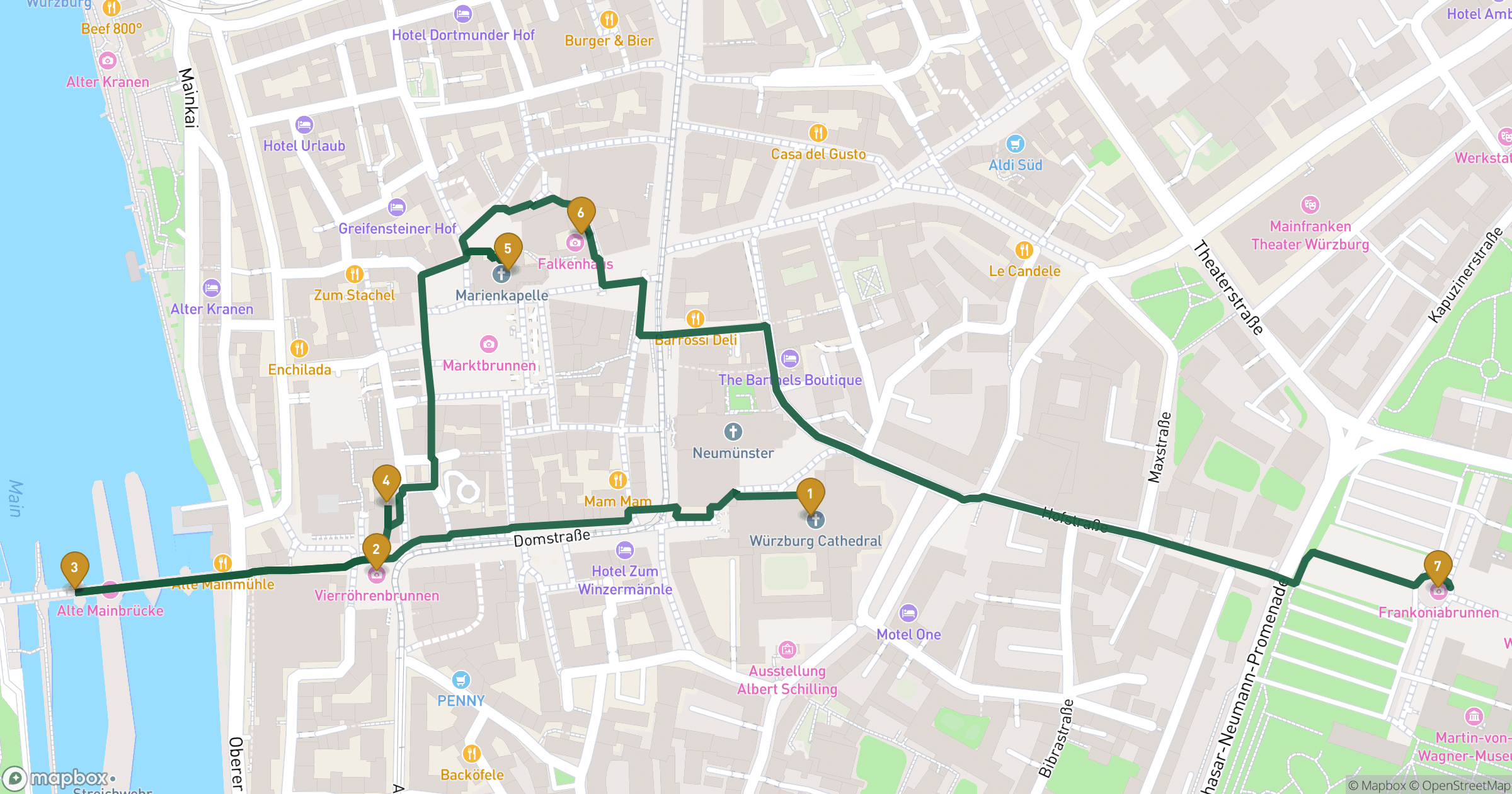 Map for 뷔르츠부르크 클래식 도보 투어 with 7 stops