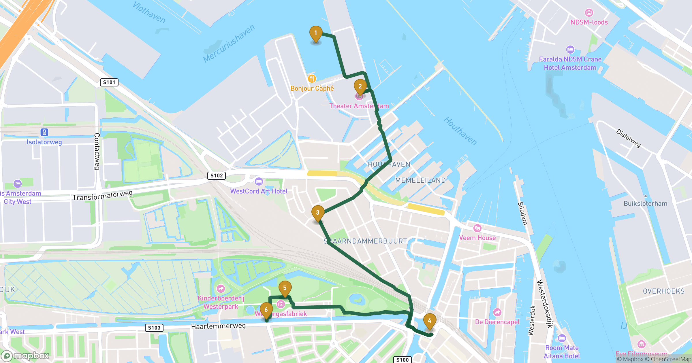 Map for 항구에서 벽돌까지 도보 투어 with 6 stops
