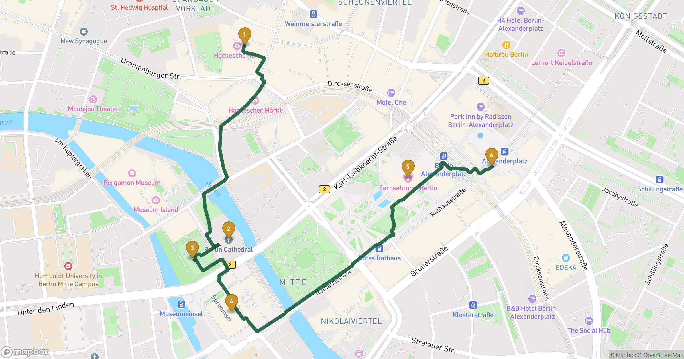 Map for 베를린 미테 관광 with 6 stops