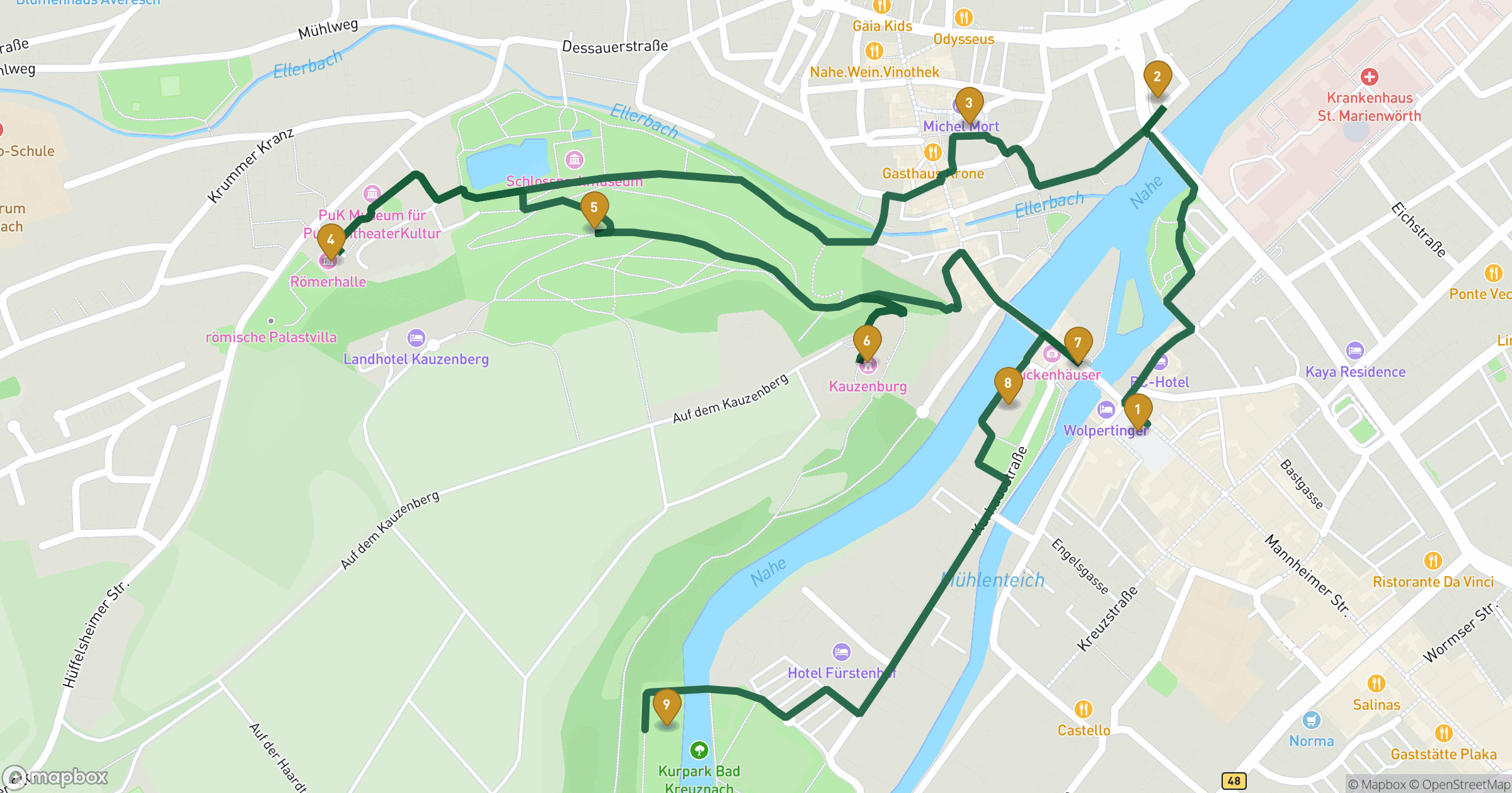 Map for 바트 크로이츠나흐 도보 투어 with 9 stops