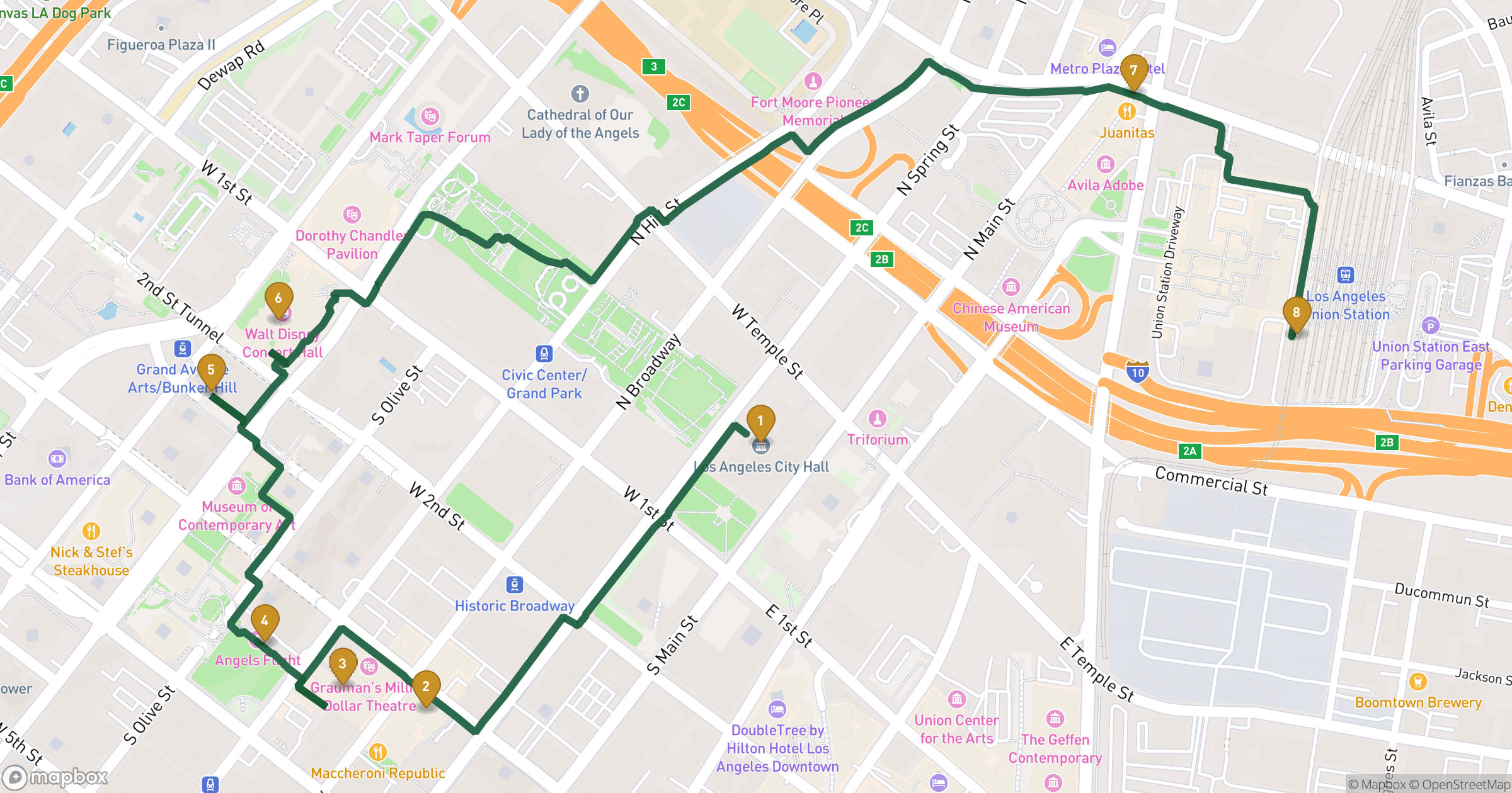 Map for Los Angeles 도보 투어 with 8 stops