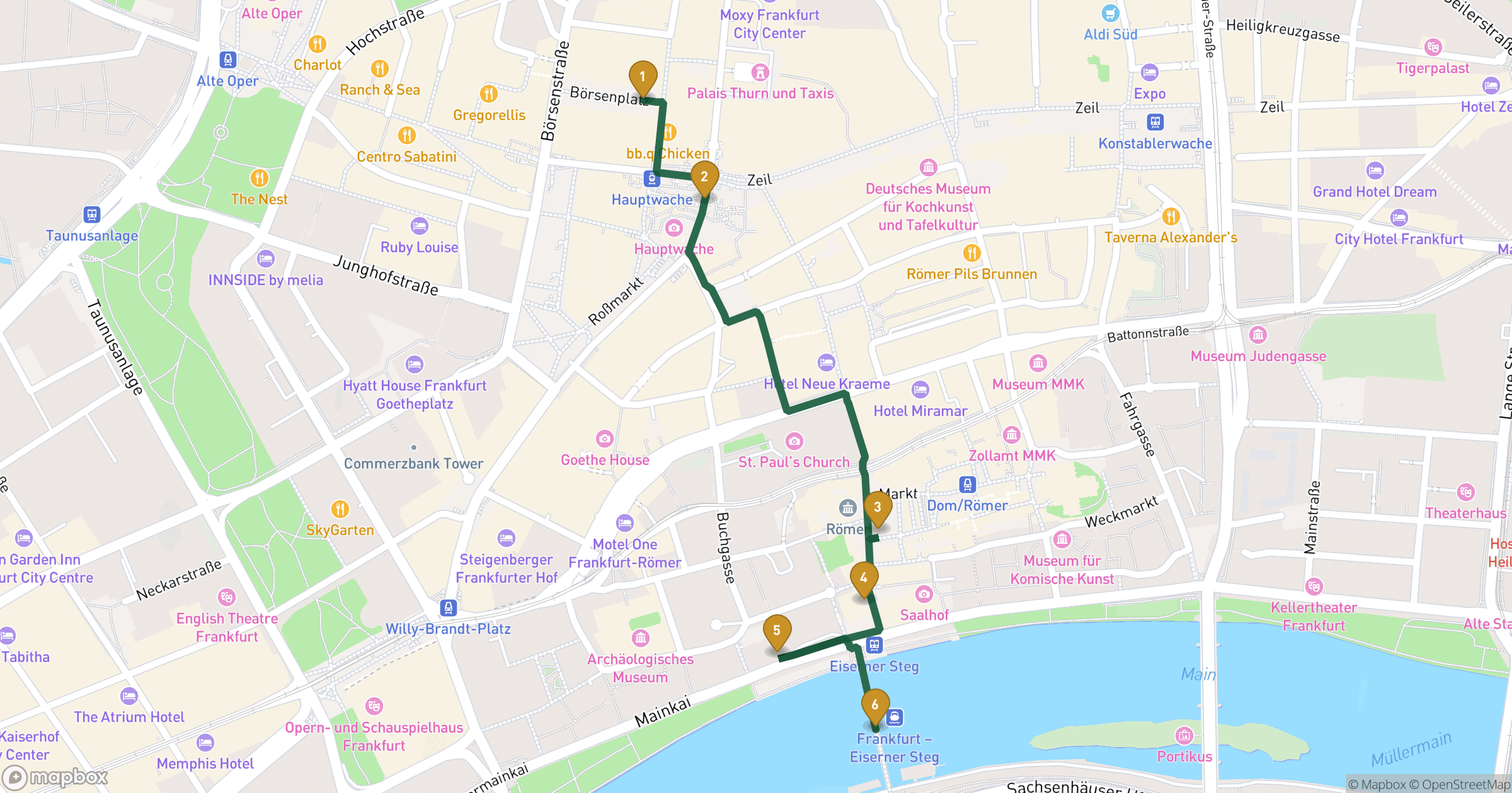 Map for 프랑크푸르트의 심장 도보 투어 with 6 stops