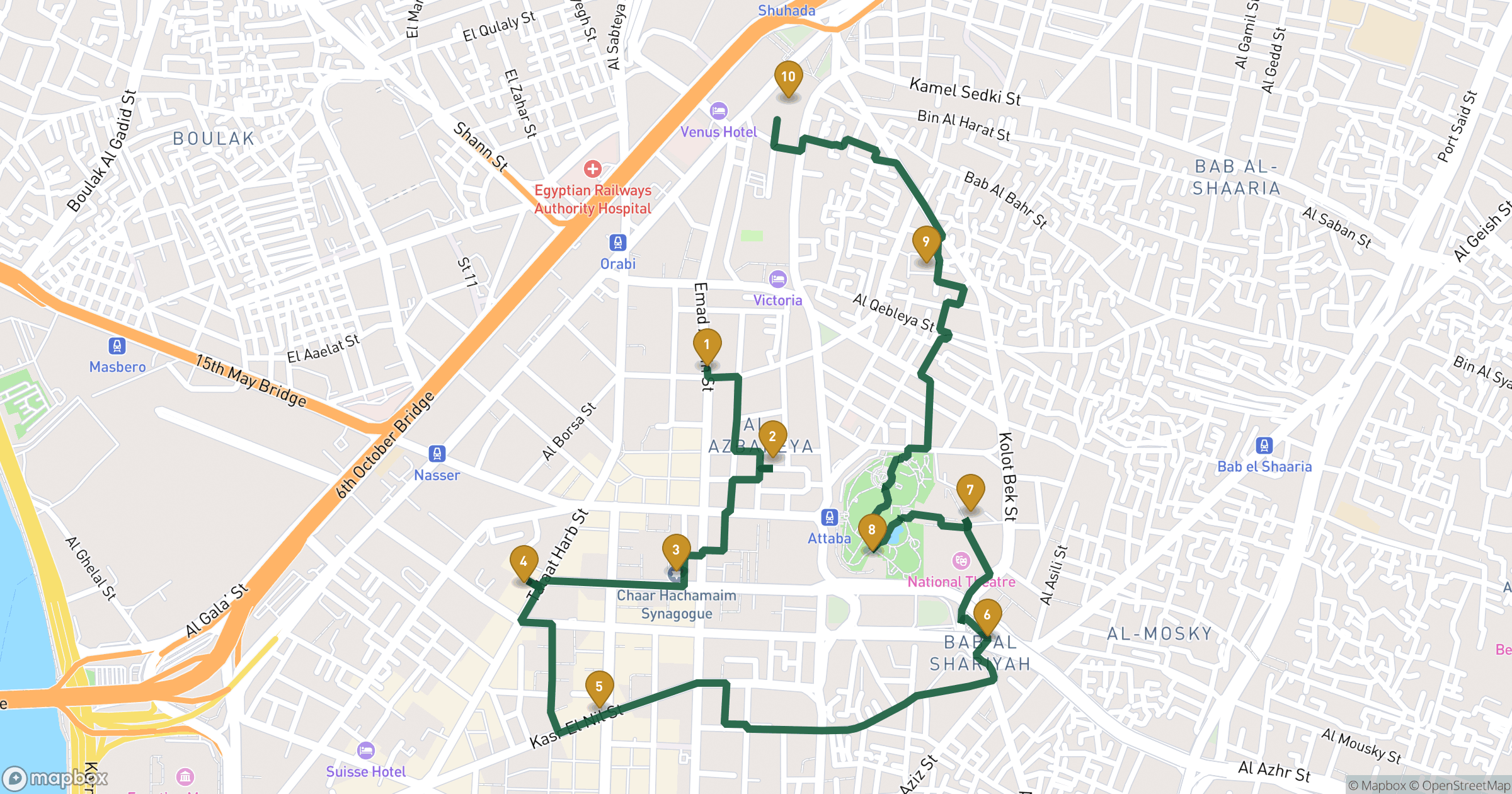 Mappa del visita guidata Il Cairo con 10 tappe