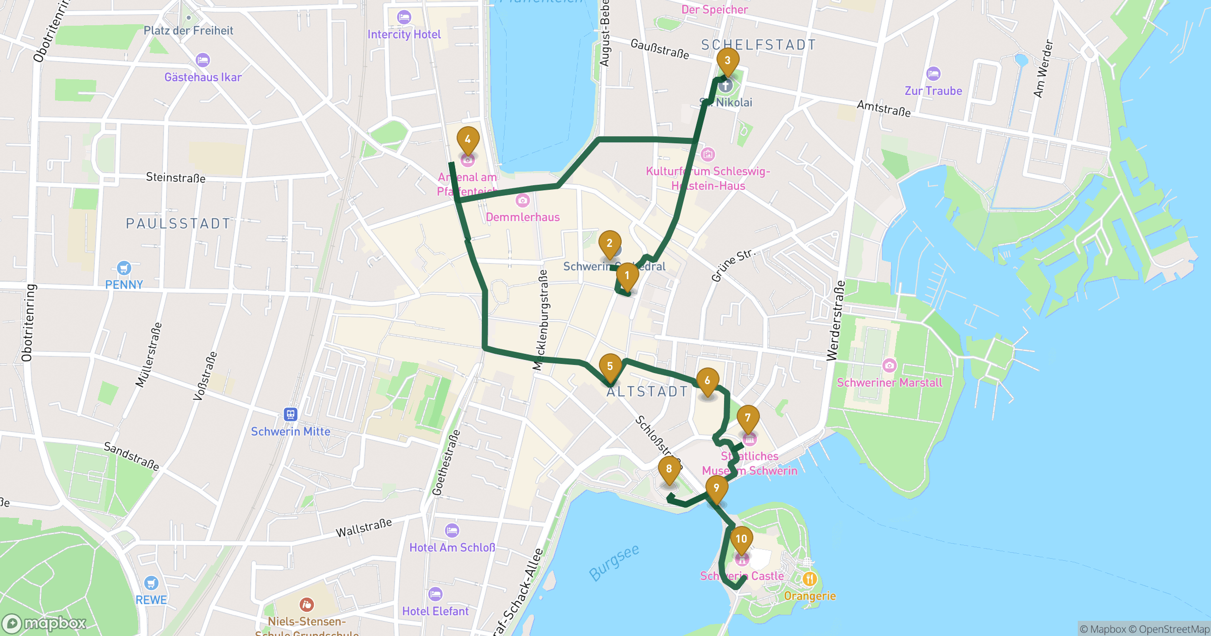 Map for 辉煌、轶事与城堡小精灵步行游览 with 10 stops